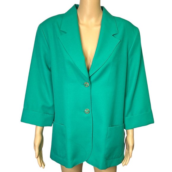 RARE Vintage Nikki Womens 16 Emerald Forest Green‎ Suit Jacket Blazer - Picture 1 of 11